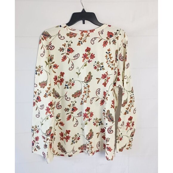 Christopher & Banks Floral Lace Split Neck Tee 1X Antique White NWT - Picture 6 of 6